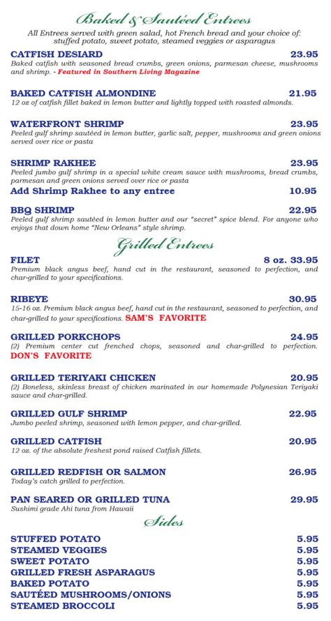 Our Menus – The Waterfront.